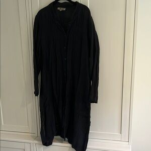 Flax Black Button-Down Beach Cover up/Dress